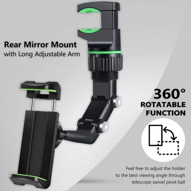 Support téléphone voiture 360° — pour rétroviseur