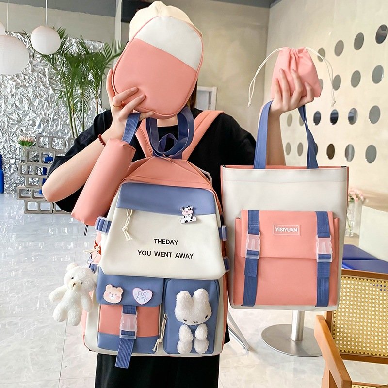 Sac à Dos Multifonctionnel Kawaii Rose — Grand Volume Imperméable