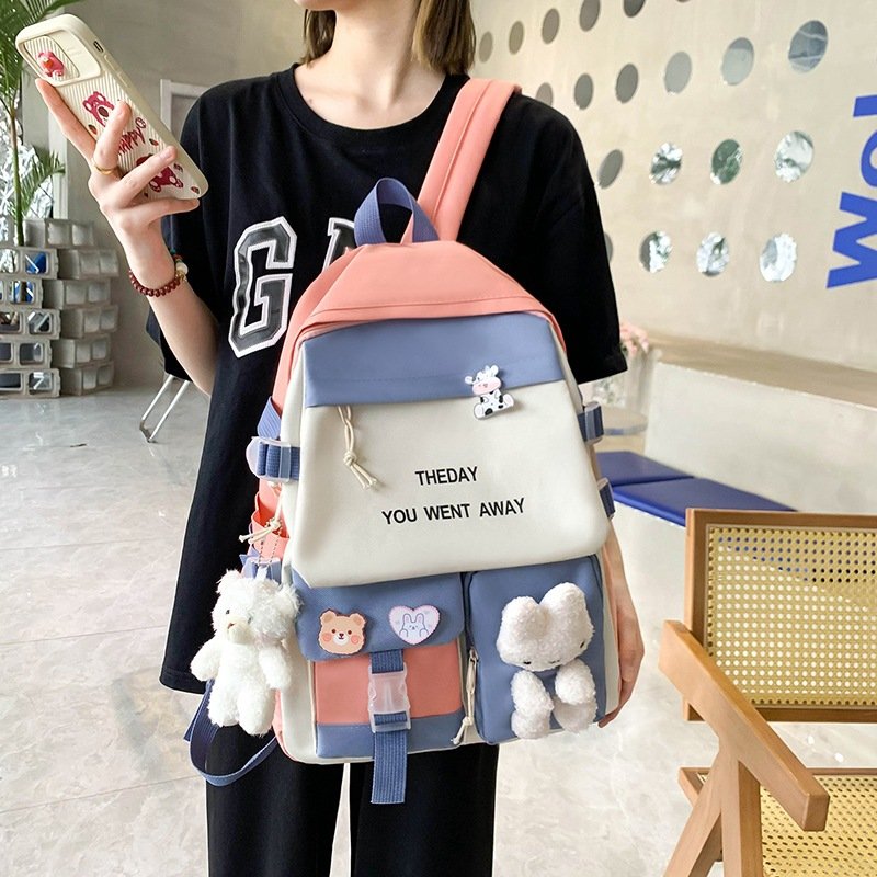 Sac à Dos Multifonctionnel Kawaii Rose — Grand Volume Imperméable