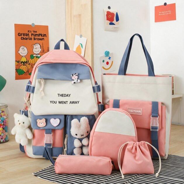 Sac à Dos Multifonctionnel Kawaii Rose — Grand Volume Imperméable