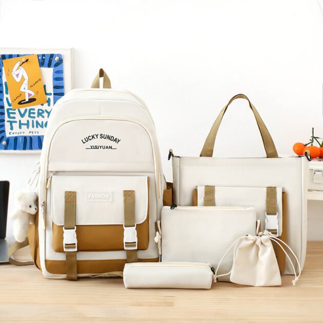 Sac à dos Kawaii beige — idéal pour les adolescentes