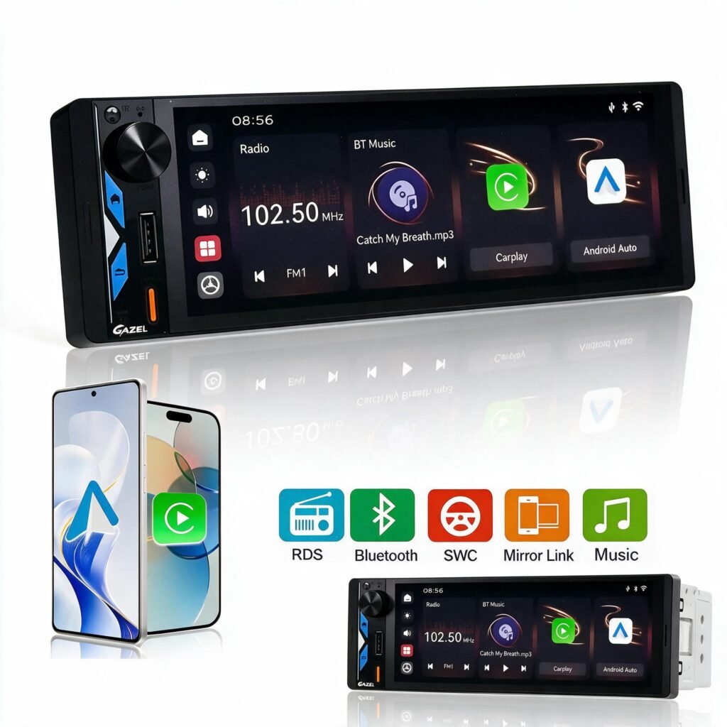 Autoradio 1Din Écran Tactile 5" IPS — Apple CarPlay et Android Auto