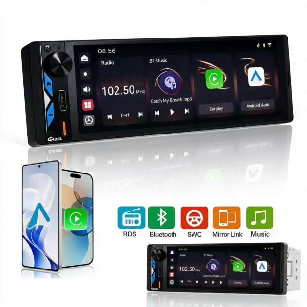 Autoradio 1Din Écran Tactile 5" IPS — Apple CarPlay et Android Auto