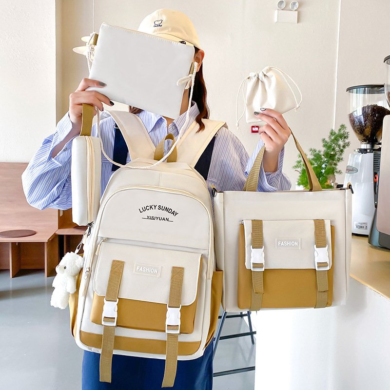 Sac à dos Kawaii beige — idéal pour les adolescentes
