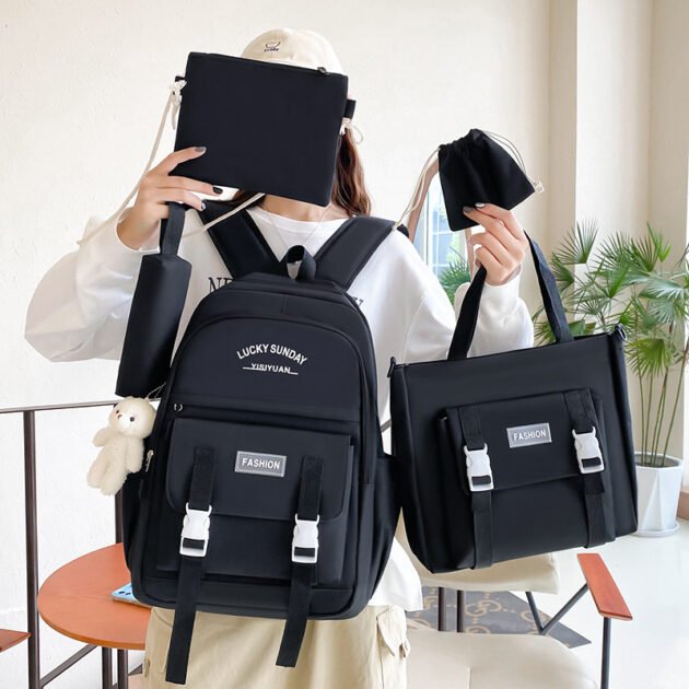 Sac à dos Kawaii noir — pour adolescents