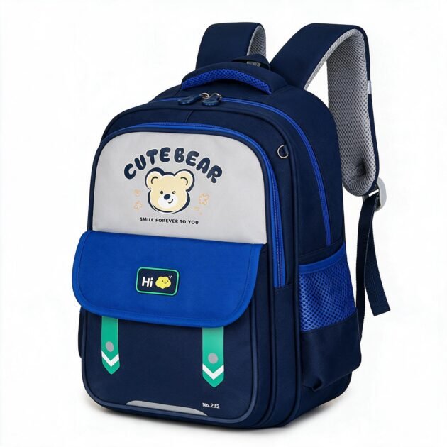 Sac à Dos Scolaire Enfant Motif Ours — Confortable et Ergonomique