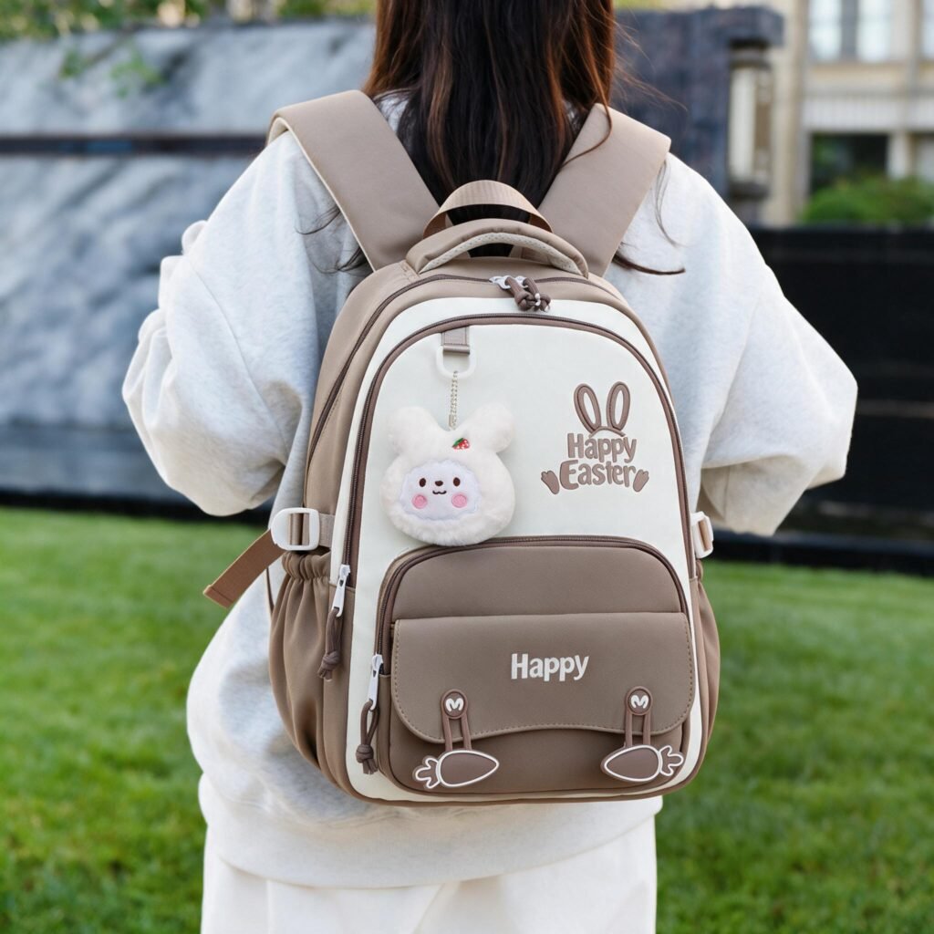 Sac à dos scolaire motif lapin — ergonomique et imperméable