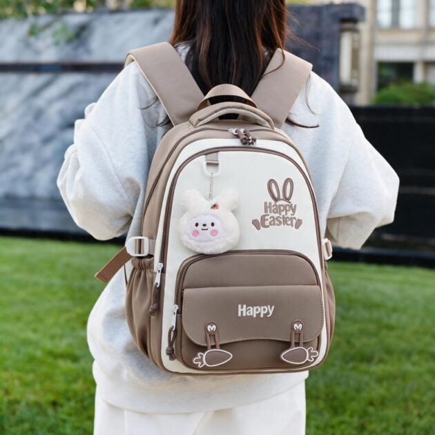 Sac à dos scolaire motif lapin — ergonomique et imperméable