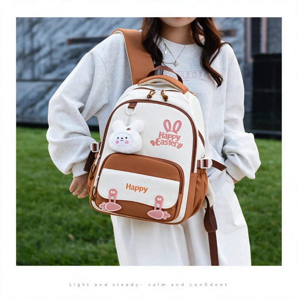 Sac à Dos Scolaire Ergonomique Orange — Pour les Étudiantes