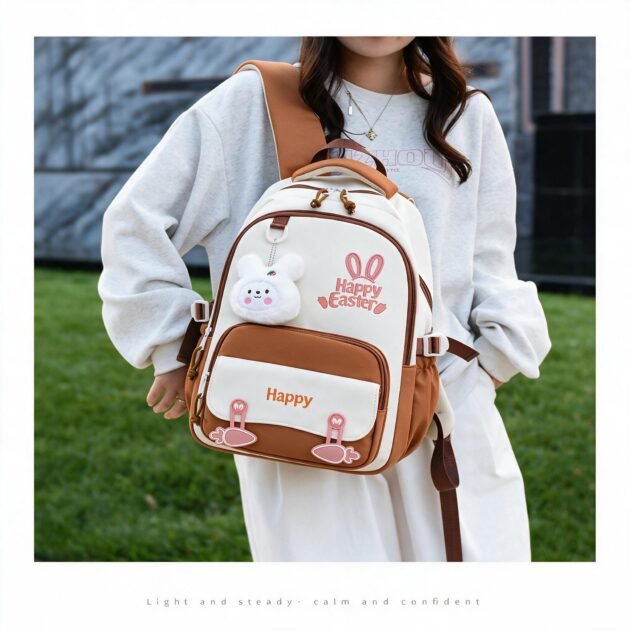 Sac à Dos Scolaire Ergonomique Orange — Pour les Étudiantes