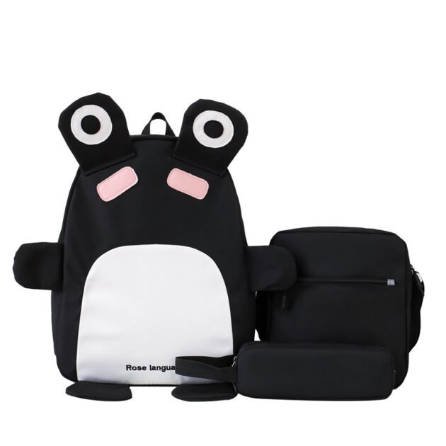 Sac à dos scolaire 3 en 1 pour enfant — motif grenouille rose