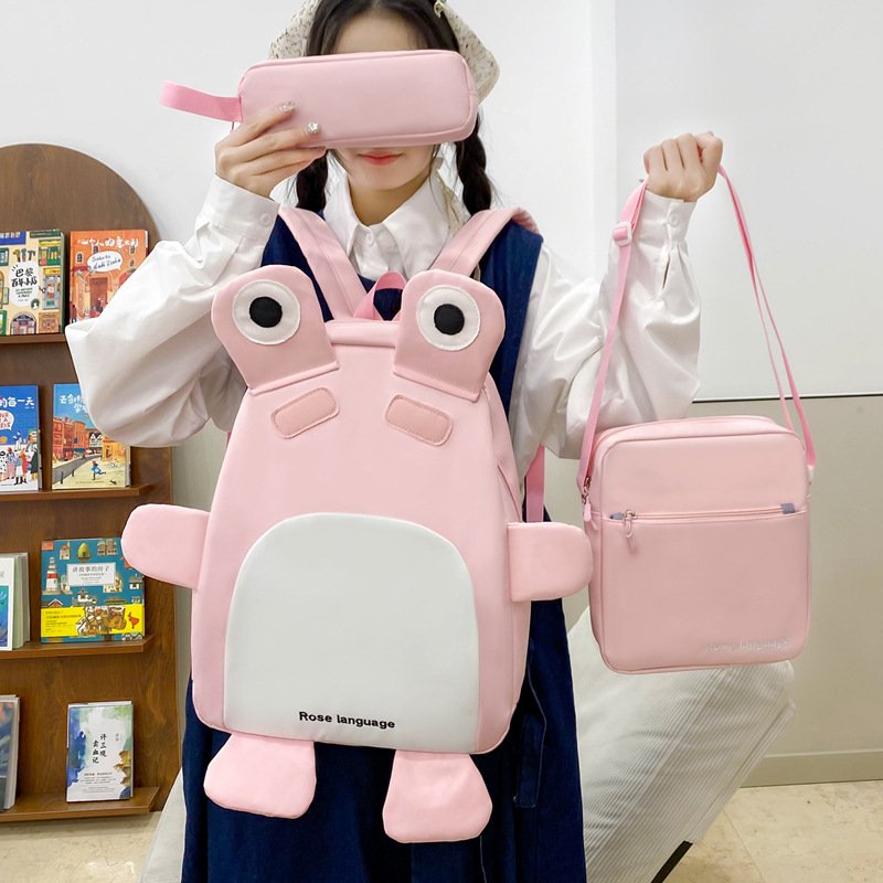 Sac à Dos Enfant 3 en 1 Grenouille Rose — Pour l'école