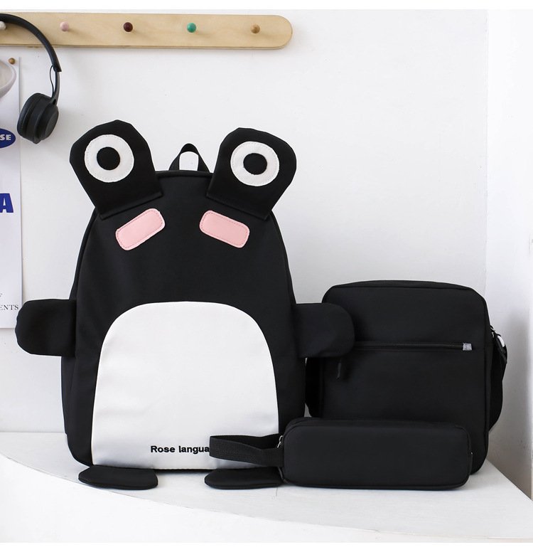 Sac à dos scolaire 3 en 1 pour enfant — motif grenouille rose