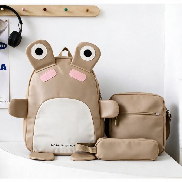 Sac à dos enfant 3 en 1 grenouille rose — Pour l'école