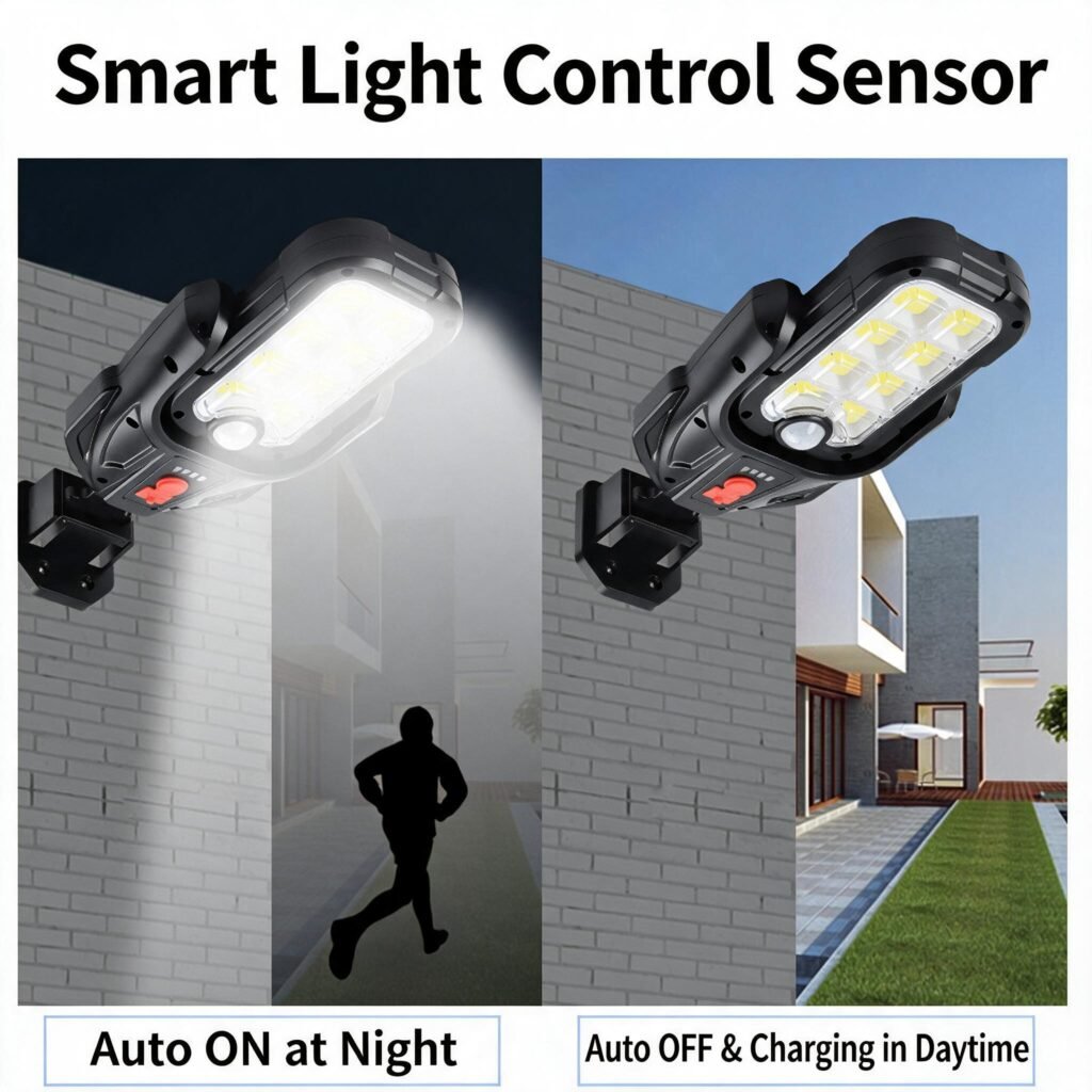 Lampadaire solaire extérieur intelligent avec détecteur de mouvement — Étanche IP65