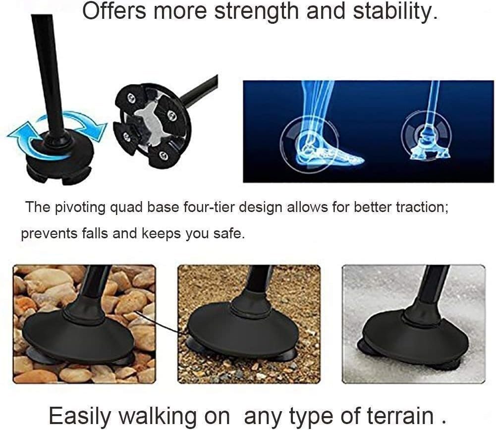 Canne de marche pliable avec lampe LED — pour une marche sécurisée