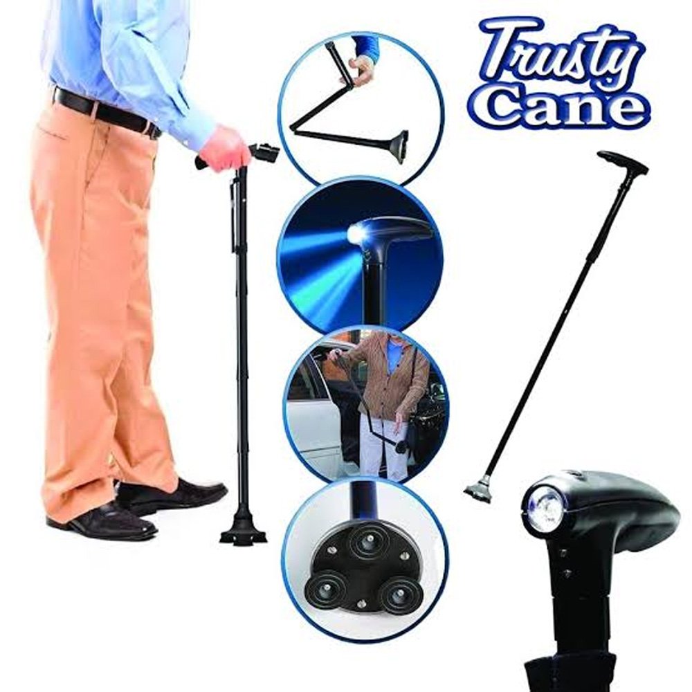 Canne de marche pliable avec lampe LED — pour une marche sécurisée
