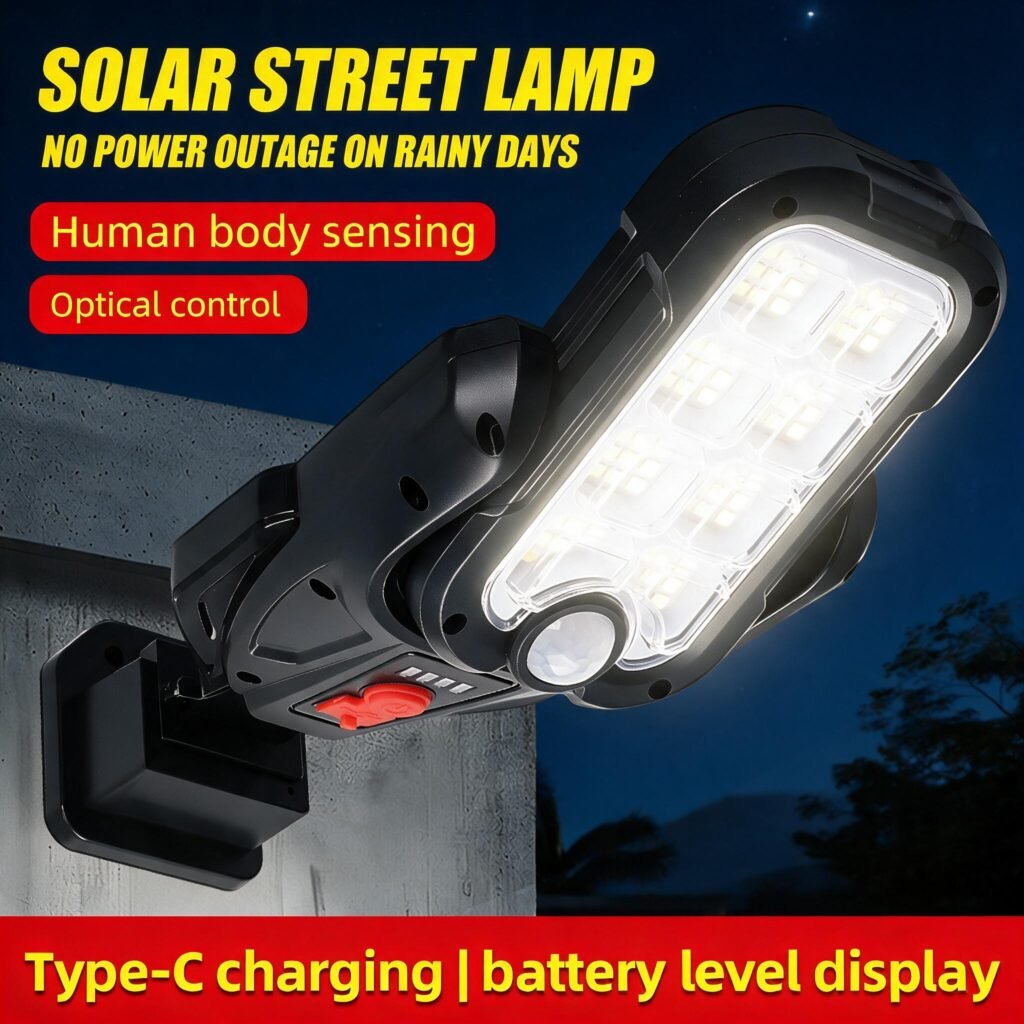 Lampadaire solaire extérieur intelligent avec détecteur de mouvement — Étanche IP65