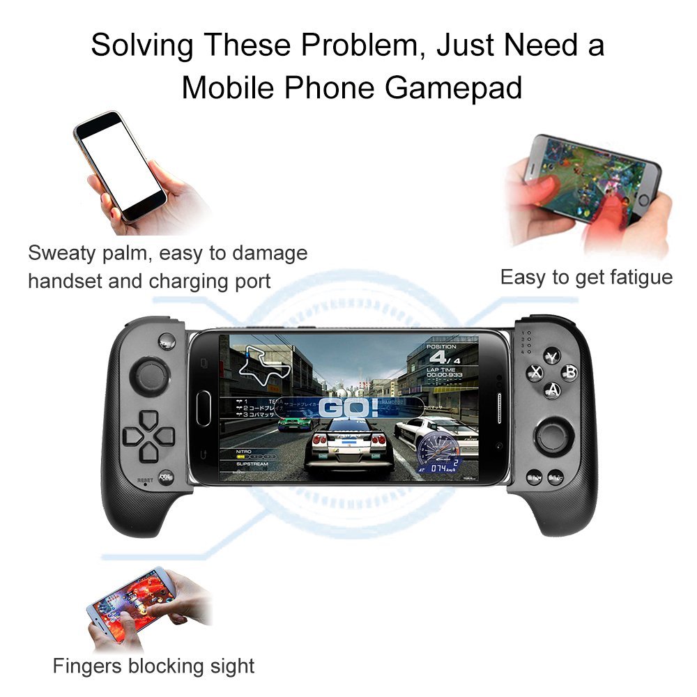 Manette gaming sans fil Bluetooth extensible 40 mm avec 16 boutons