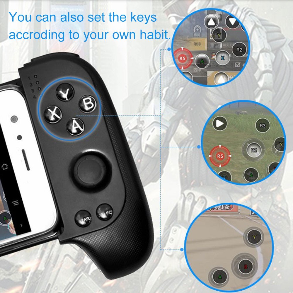 Manette gaming sans fil Bluetooth extensible 40 mm avec 16 boutons