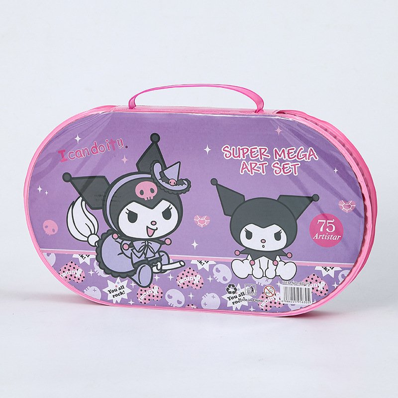 Kit de dessin enfants 75 pièces avec mallette violette à thème lapin