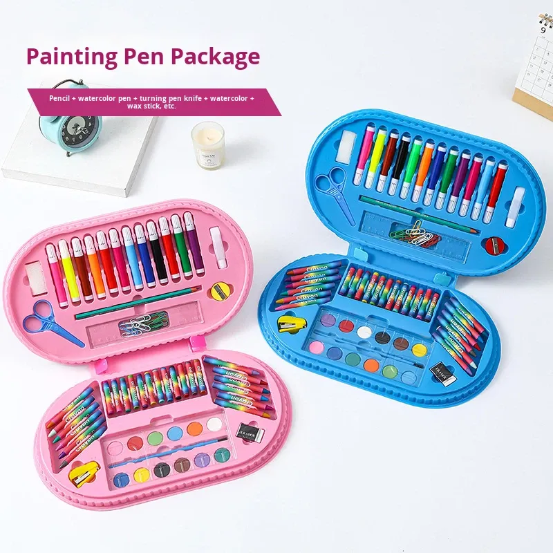 Kit de dessin enfants 75 pièces avec mallette violette à thème lapin