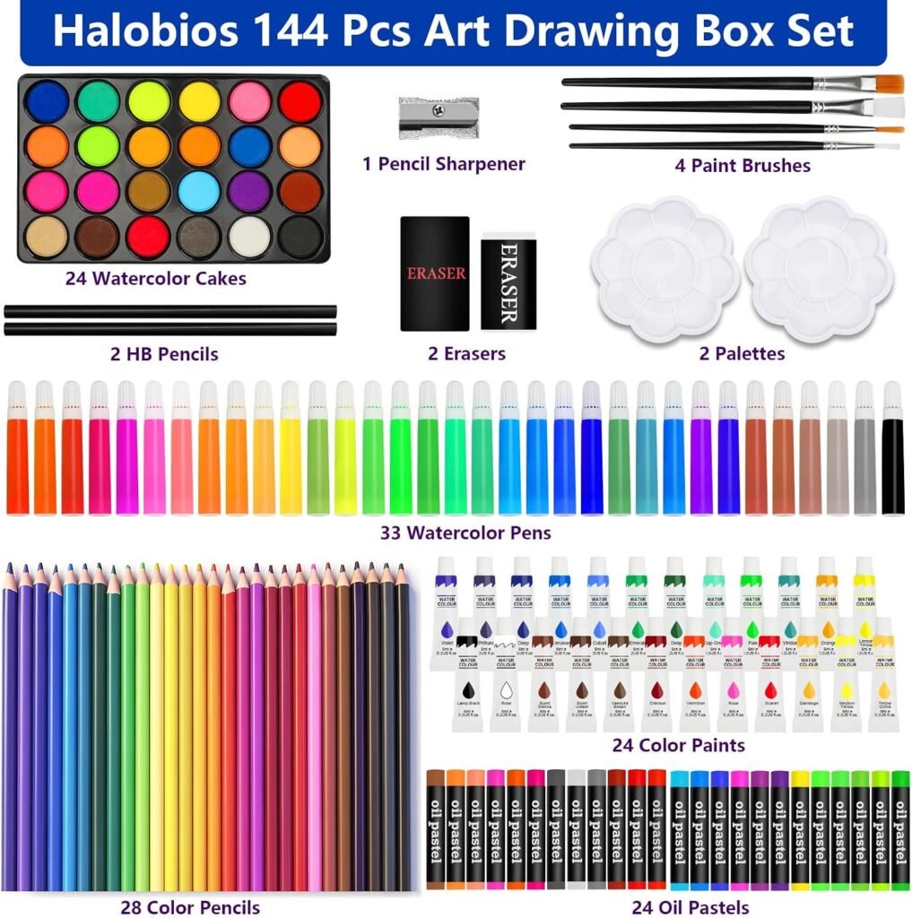 Coffret d'Art Deluxe 144 Pièces avec Mallette Portable – Kit Complet de Dessin & Peinture