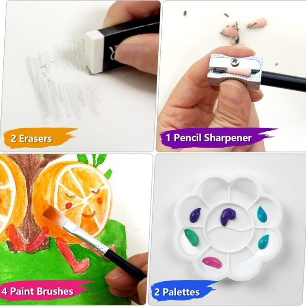 Coffret d'Art Deluxe 144 Pièces avec Mallette Portable – Kit Complet de Dessin & Peinture