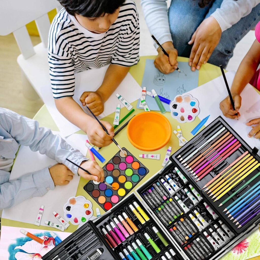 Coffret d'Art Deluxe 144 Pièces avec Mallette Portable – Kit Complet de Dessin & Peinture