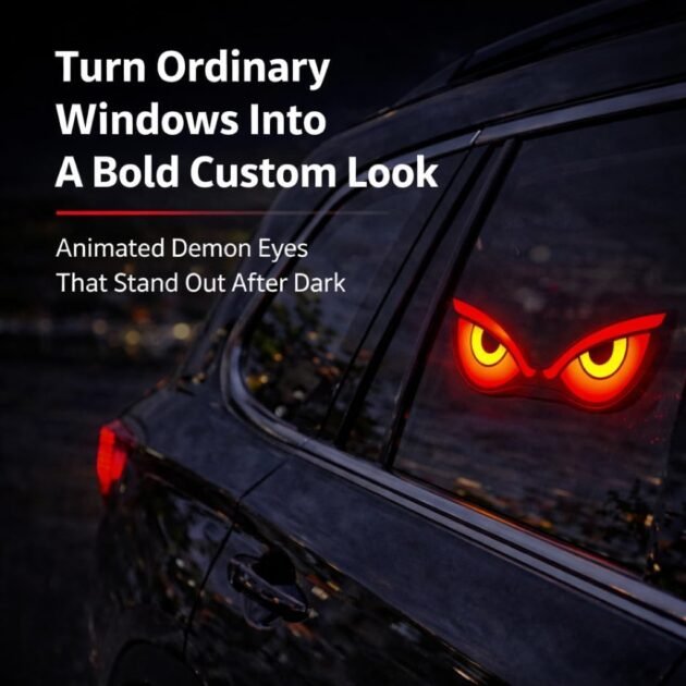 Lampe de signalisation fenêtre voiture effet Devil Eye solaire et USB-C