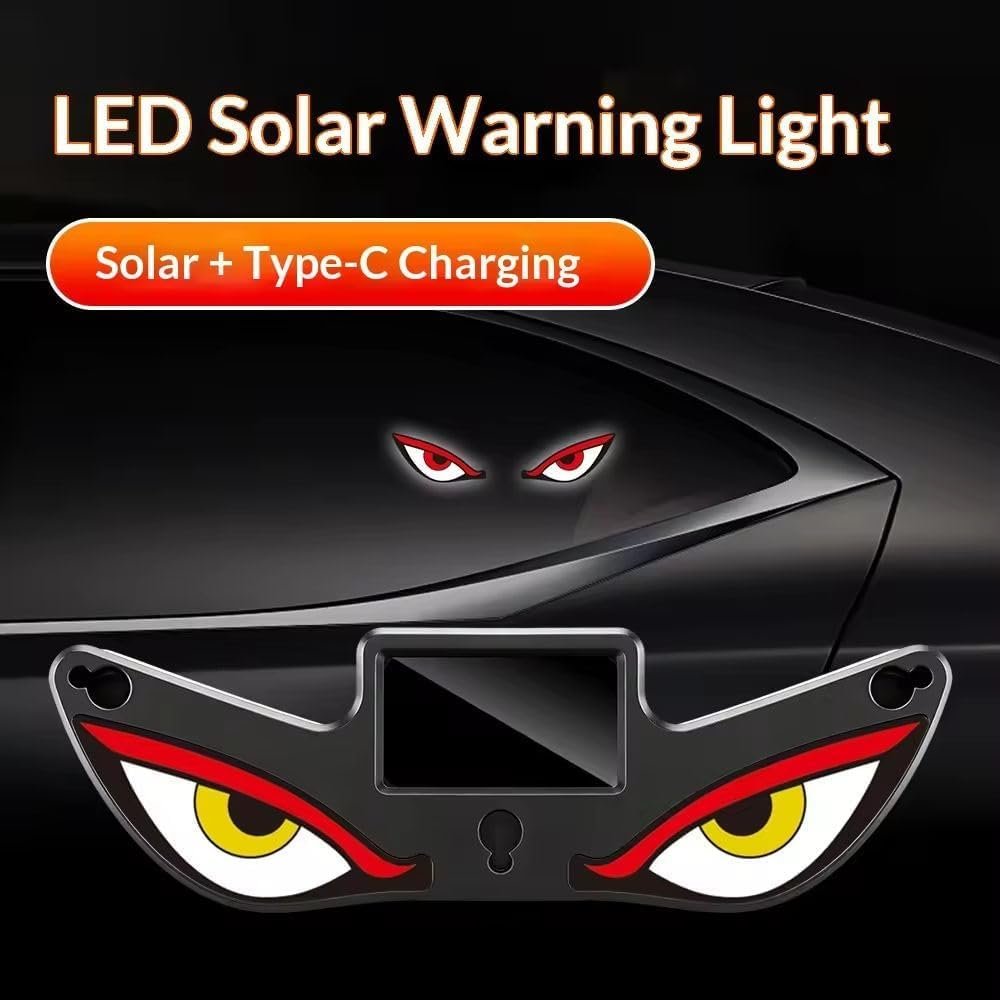 Lampe de signalisation fenêtre voiture effet Devil Eye solaire et USB-C