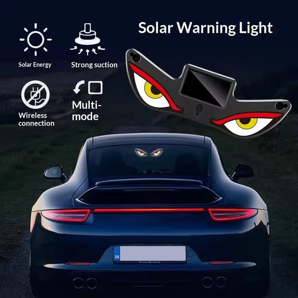 Lampe de signalisation fenêtre voiture effet Devil Eye solaire et USB-C