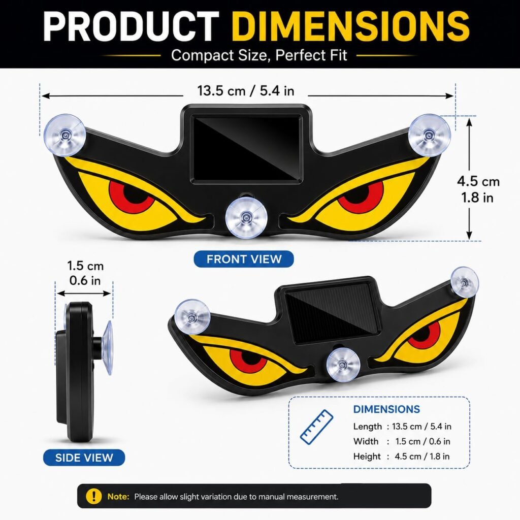 Lampe de signalisation fenêtre voiture effet Devil Eye solaire et USB-C