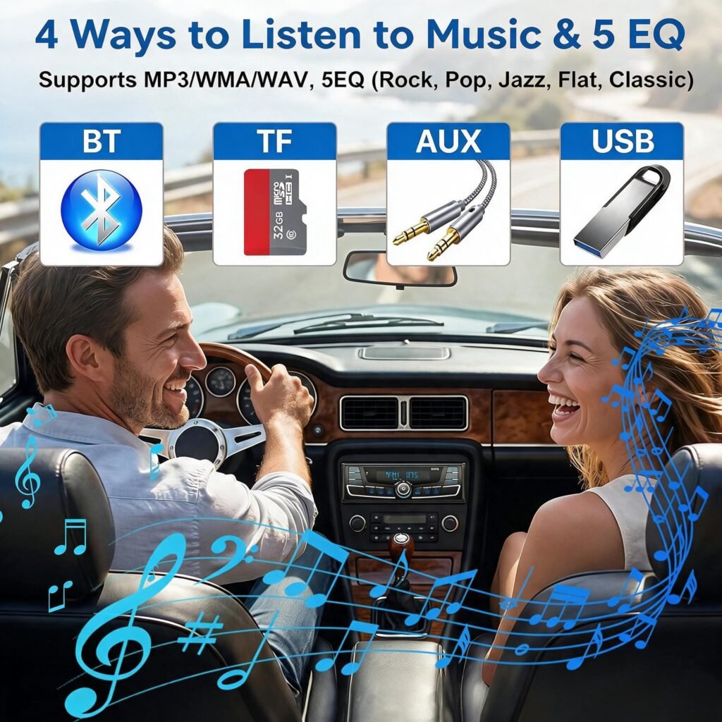 Autoradio Bluetooth 1-DIN DSP Égaliseur 7 Couleurs - SP0707