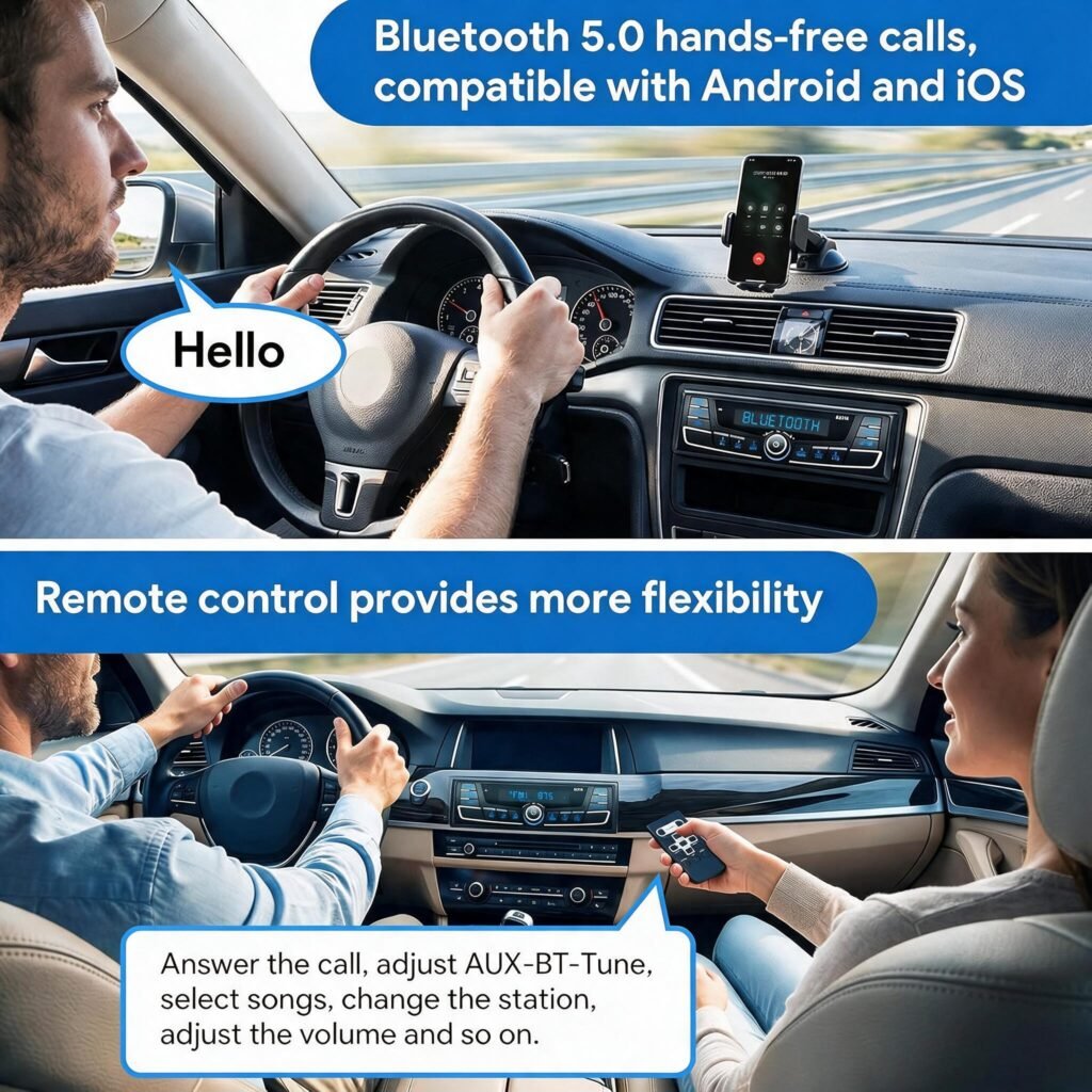 Autoradio Bluetooth 1-DIN DSP Égaliseur 7 Couleurs - SP0707