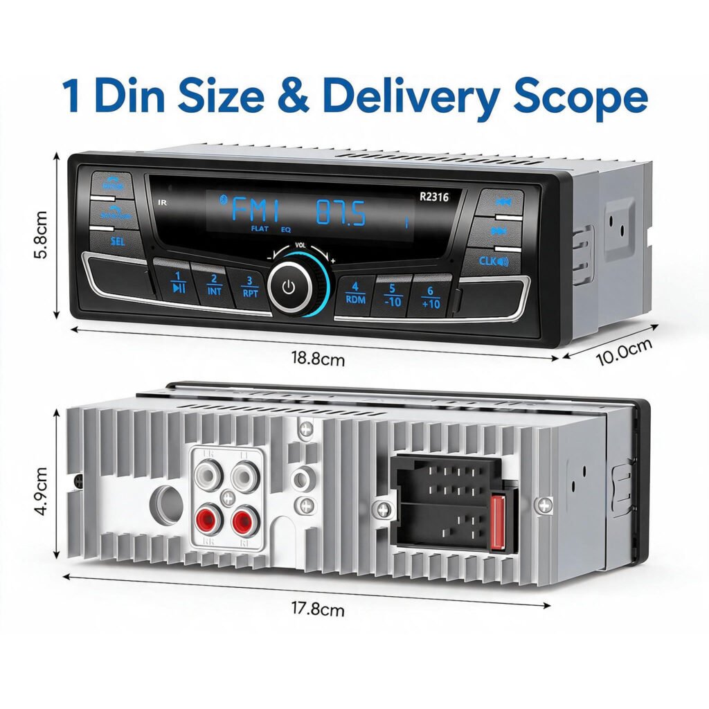 Autoradio Bluetooth 1-DIN DSP Égaliseur 7 Couleurs - SP0707