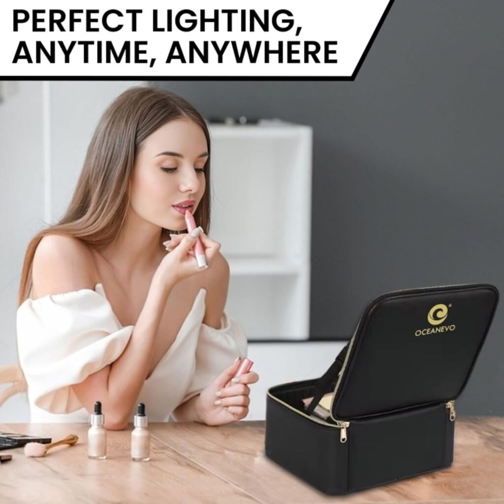 Trousse de voyage maquillage LED 3 modes d'éclairage — Organisation pratique et miroir intégré
