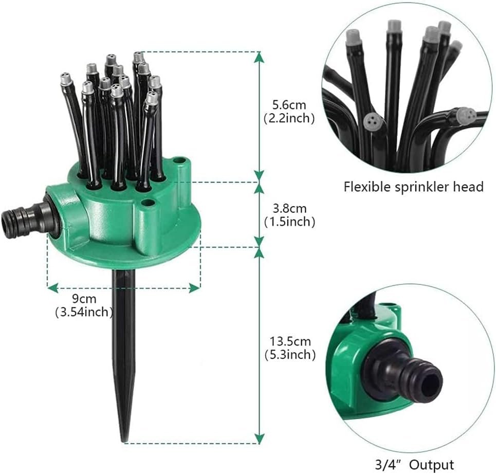 Arroseur de Jardin Rotatif 360° Multidirectionnel avec 12 Tuyaux Flexibles – Arrosage Intelligent & Uniforme