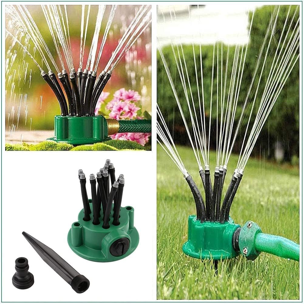 Arroseur de Jardin Rotatif 360° Multidirectionnel avec 12 Tuyaux Flexibles – Arrosage Intelligent & Uniforme