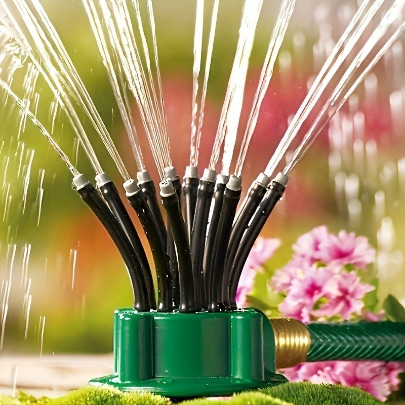 Arroseur de Jardin Rotatif 360° Multidirectionnel avec 12 Tuyaux Flexibles – Arrosage Intelligent & Uniforme