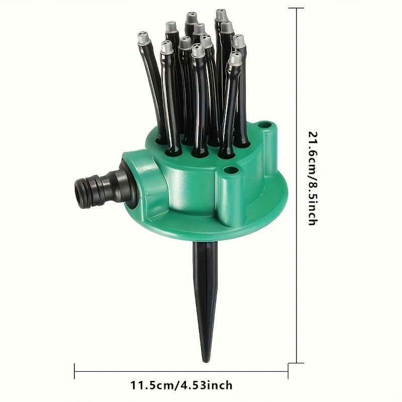 Arroseur de Jardin Rotatif 360° Multidirectionnel avec 12 Tuyaux Flexibles – Arrosage Intelligent & Uniforme