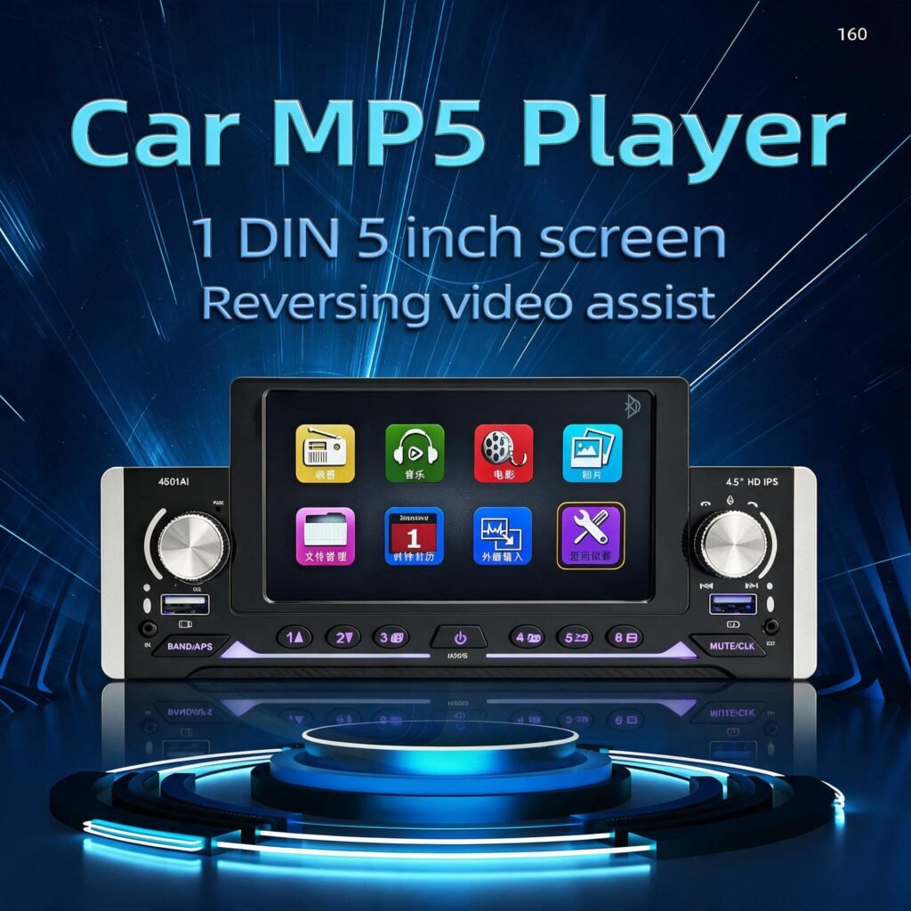 Autoradio MP5 4,5 pouces HD IPS avec caméra de recul intégré