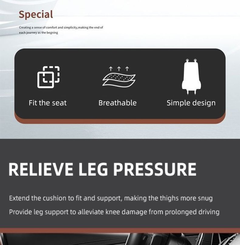 Support de jambes en cuir pour siège de voiture — design ergonomique et antidérapant