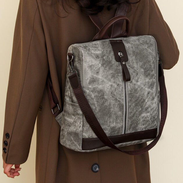 Sac à dos femme anti-vol en tissu vintage convertible 3 en 1