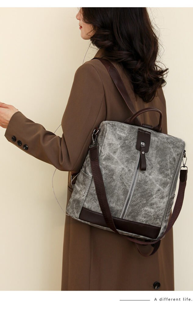 Sac à dos femme anti-vol en tissu vintage convertible 3 en 1