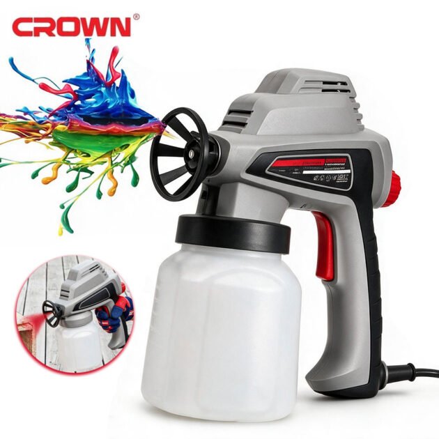 Pistolet à Peinture Électrique Crown 80W 700ml Pression 140 Bar — Application précise des peintures.