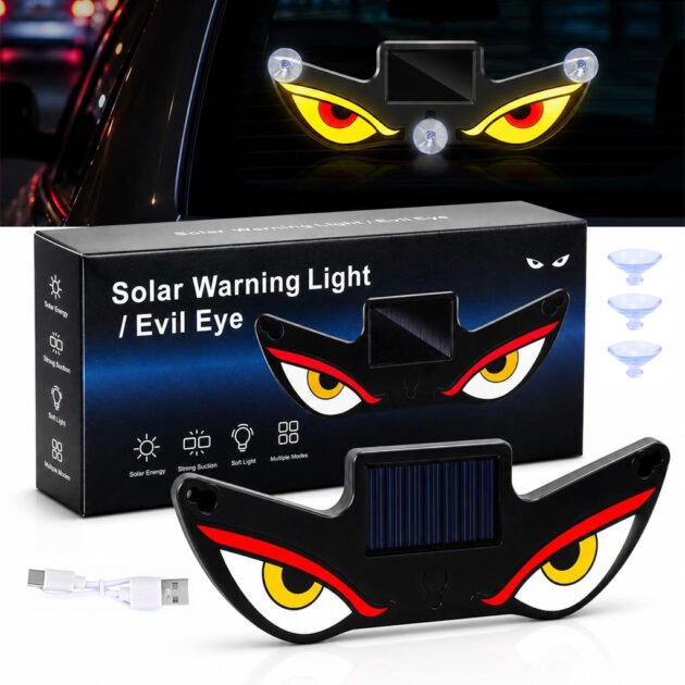 Lampe de signalisation fenêtre voiture effet Devil Eye solaire et USB-C