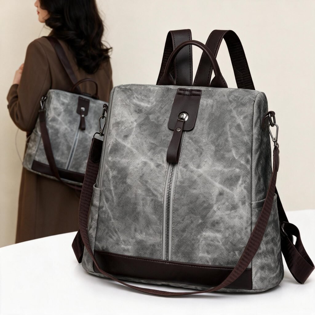 Sac à dos femme anti-vol en tissu vintage convertible 3 en 1