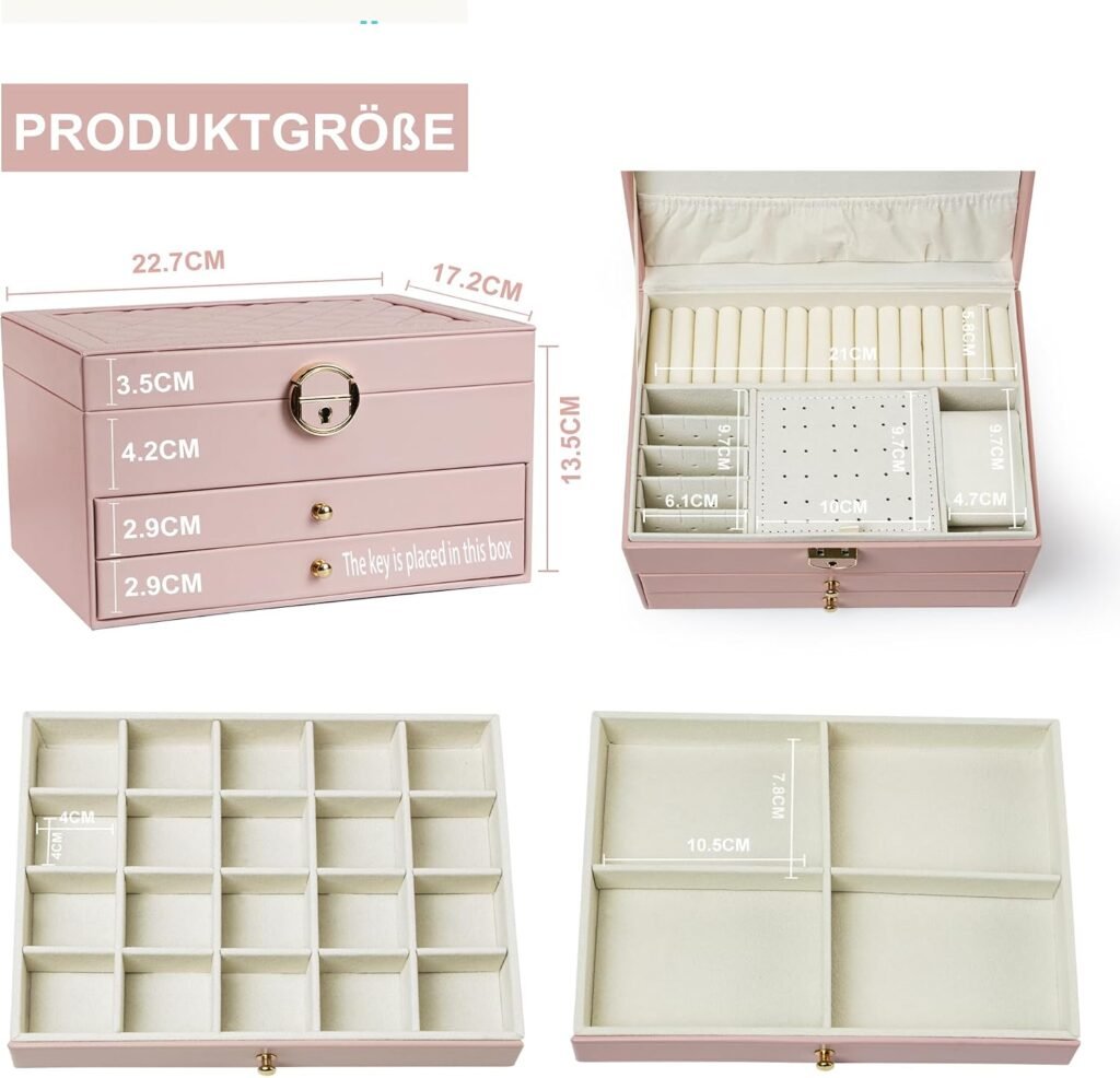 Boîte à bijoux 3 niveaux avec serrure et velours — Organisation et protection des bijoux