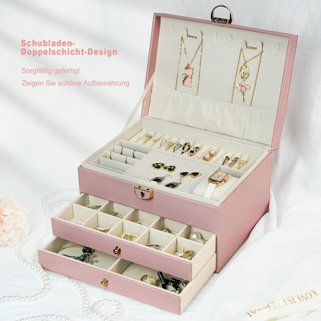 Boîte à bijoux 3 niveaux avec serrure et velours — Organisation et protection des bijoux